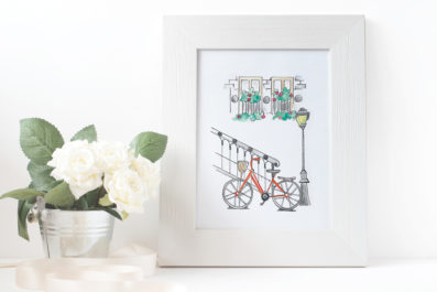 Paris Bicycle_FramedPic_Desk-Paris by Paige-Paris Illustration
